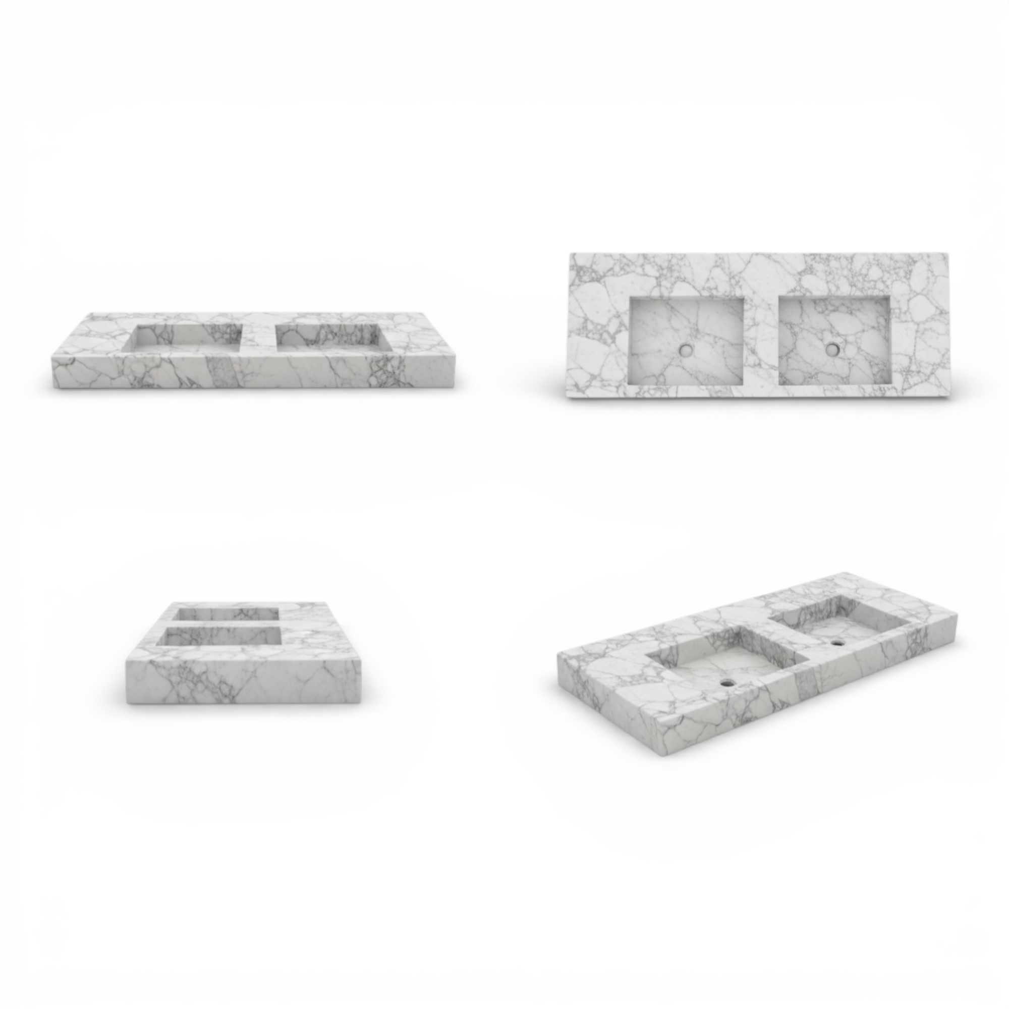 Handcrafted Double Arabescato Marble Sink– AMSK26001