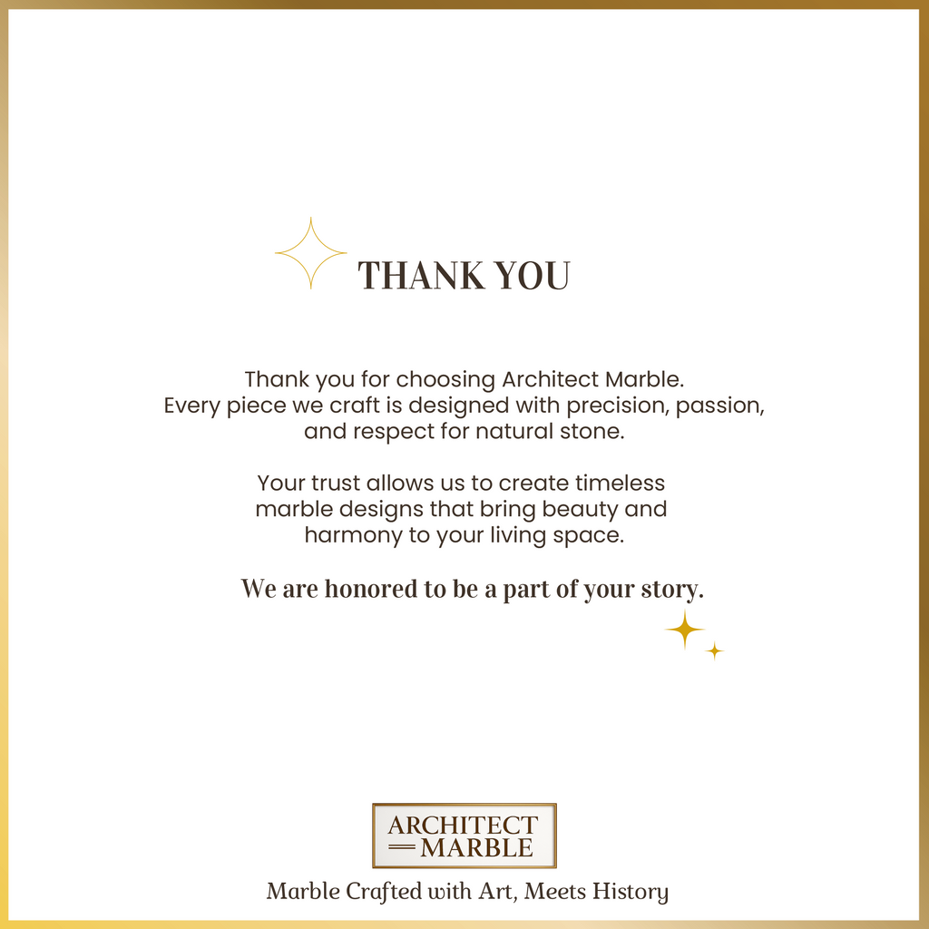 Thank you message from Architect Marble with brand logo and tagline.