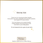 Thank you message from Architect Marble with brand logo and tagline.