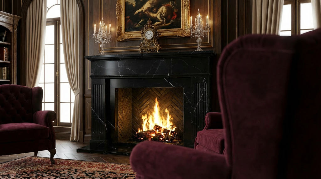 🖤 Handcrafted Marble Fireplace Mantel – AMFP250001