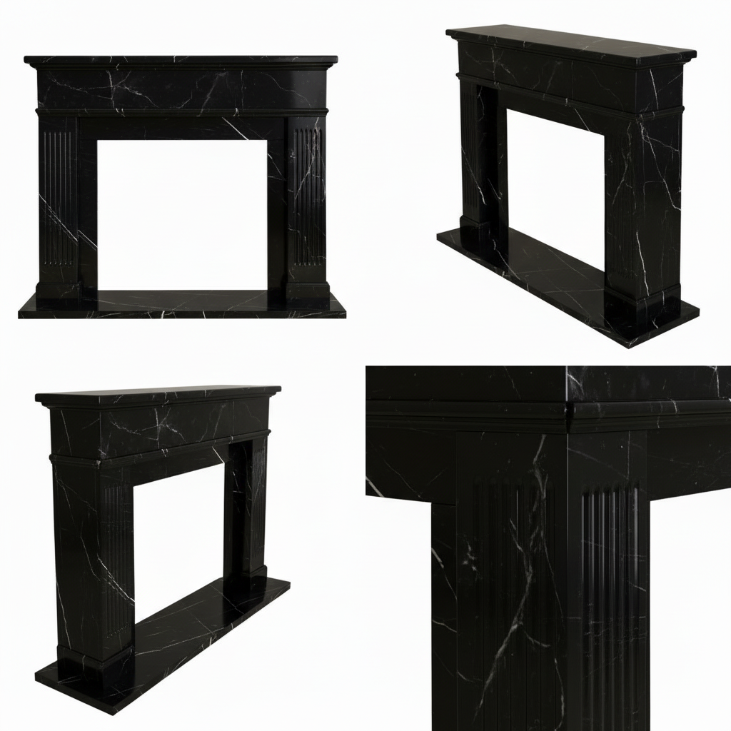 🖤 Handcrafted Marble Fireplace Mantel – AMFP250001
