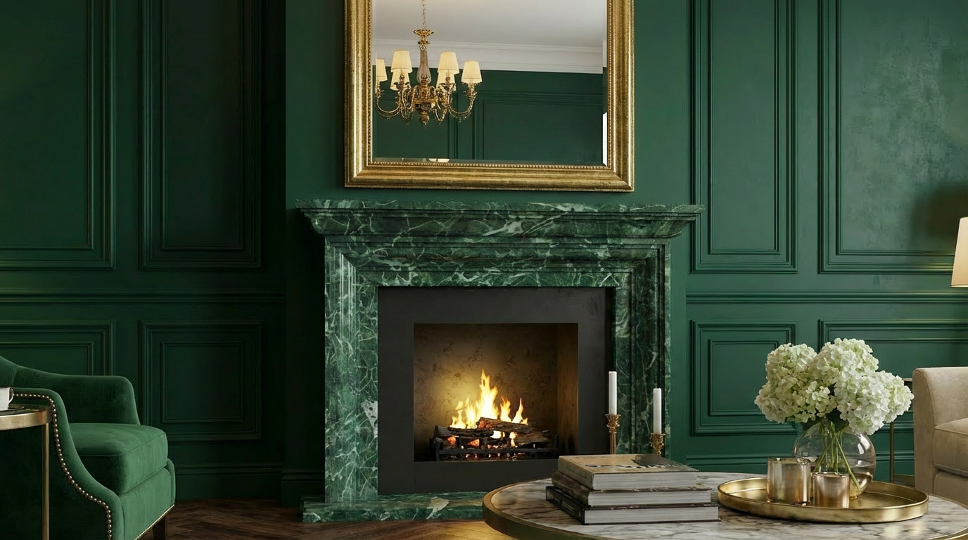 💚 Handcrafted Marble Fireplace Mantel – AMFP250002