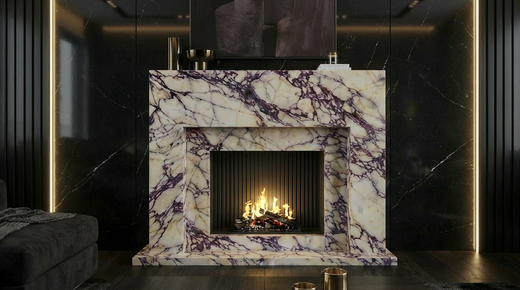 🔴 Handcrafted Marble Fireplace Mantel – AMFP250003
