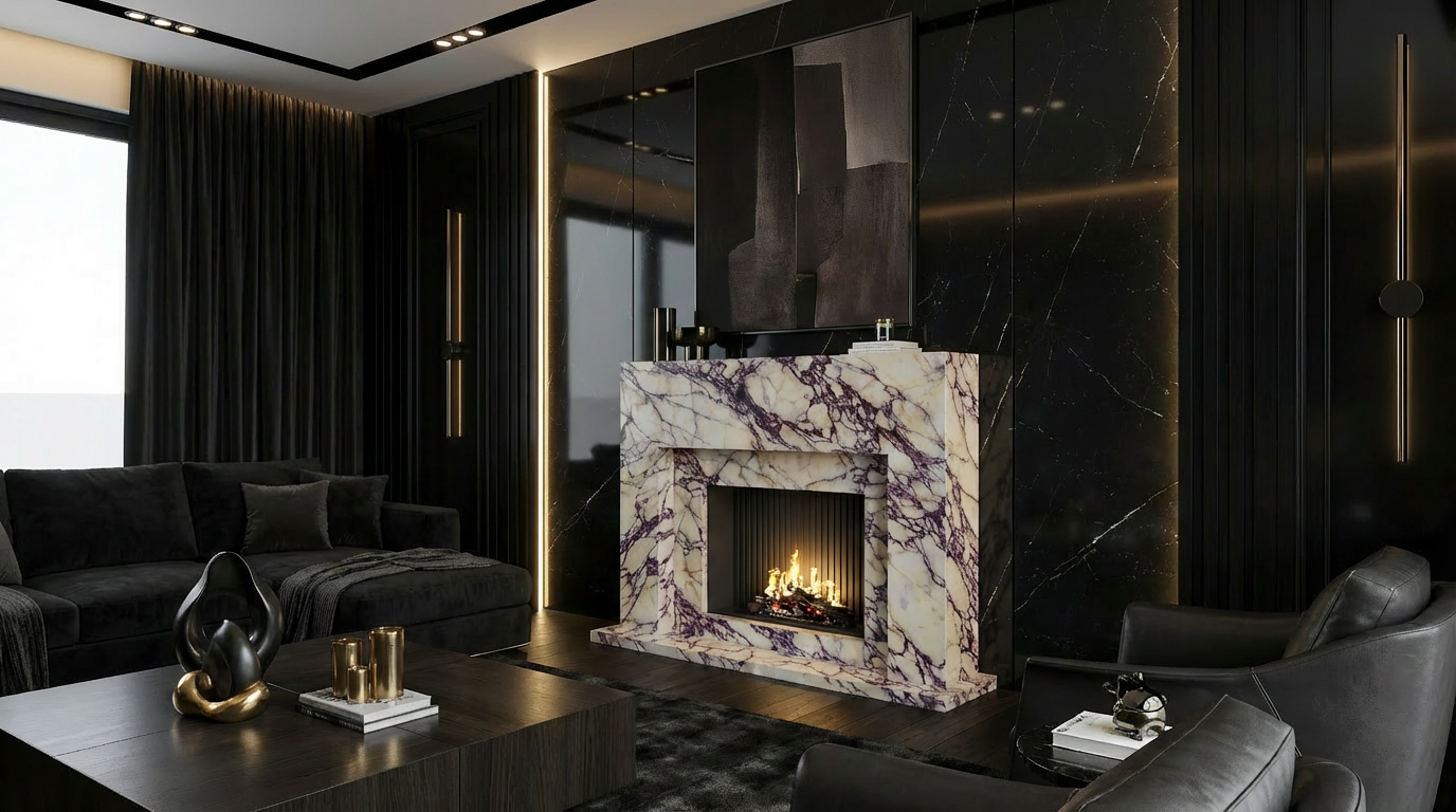 🔴 Handcrafted Marble Fireplace Mantel – AMFP250003