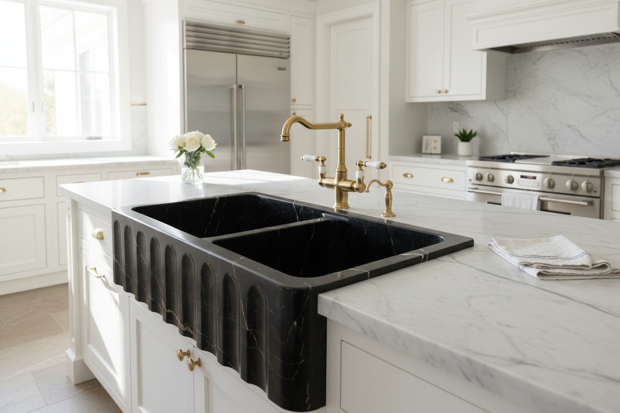 Handcrafted Double Marble Kitchen Sink AMKC250001