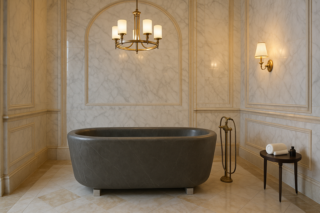 🛁  Luxury Old Style Dark Marble Bathtub – luxury Old Style Stone Tub