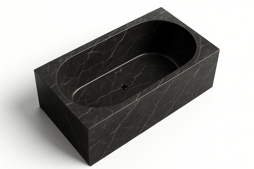 3D render of marble bathtub - top view