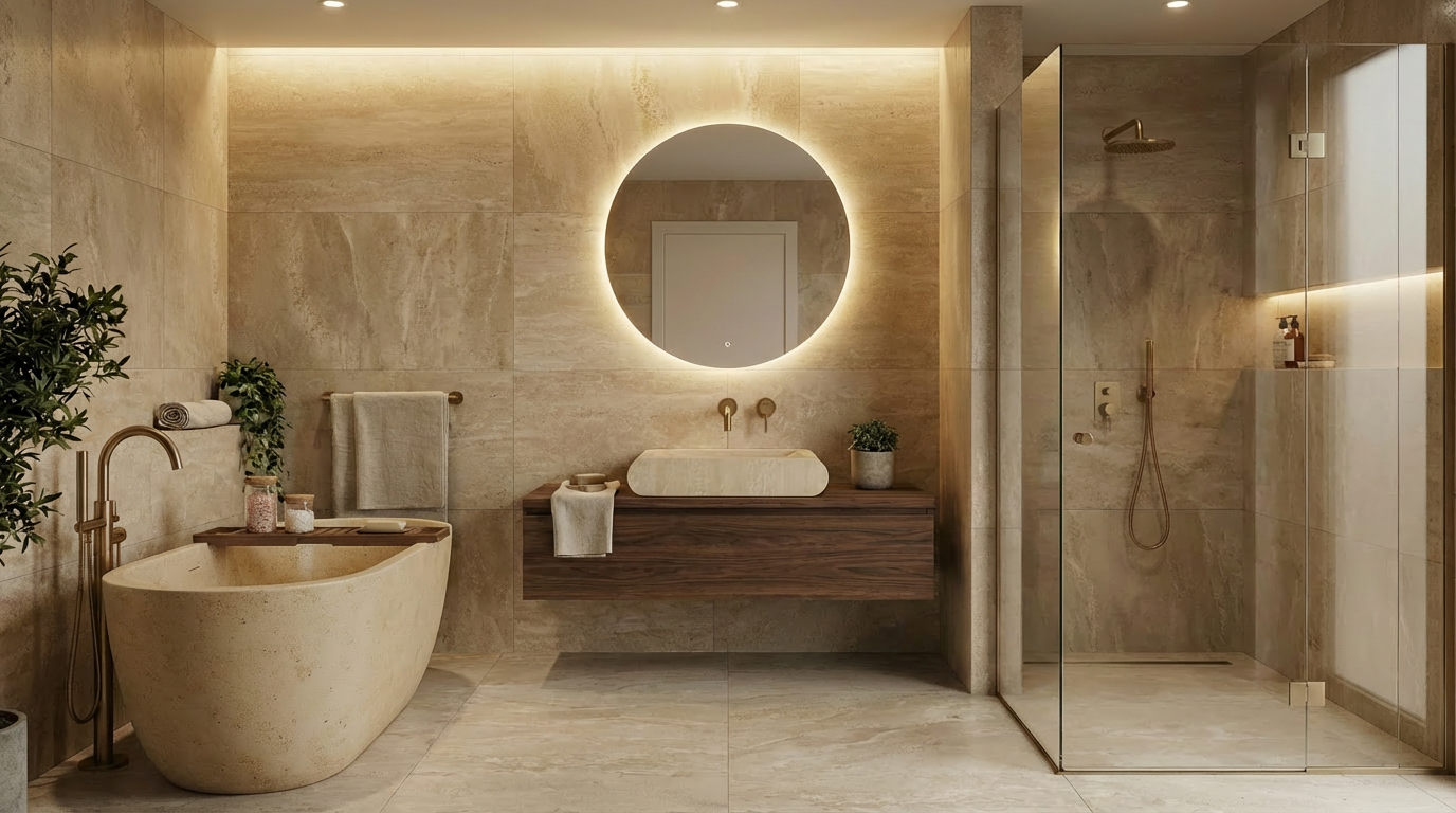 Luxury Travertine Freestanding Bathtub AMBT250002