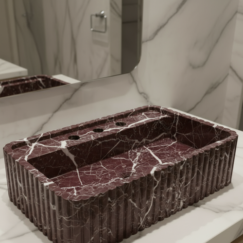 Cherry Marble Lavabo - Çapraz Açı Geniş Görünüm