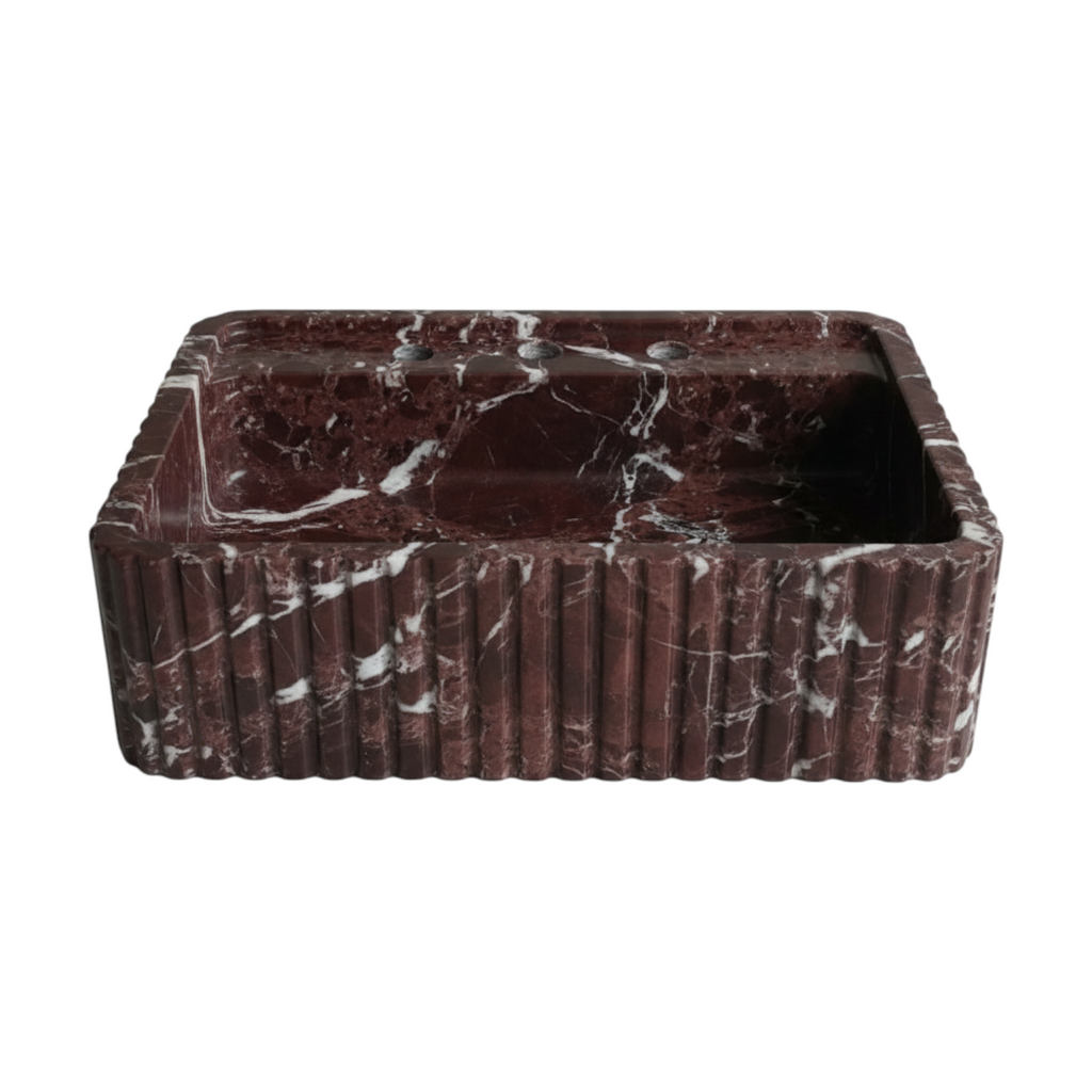 3 Faucet Holes Marble Sink - AMSK250003