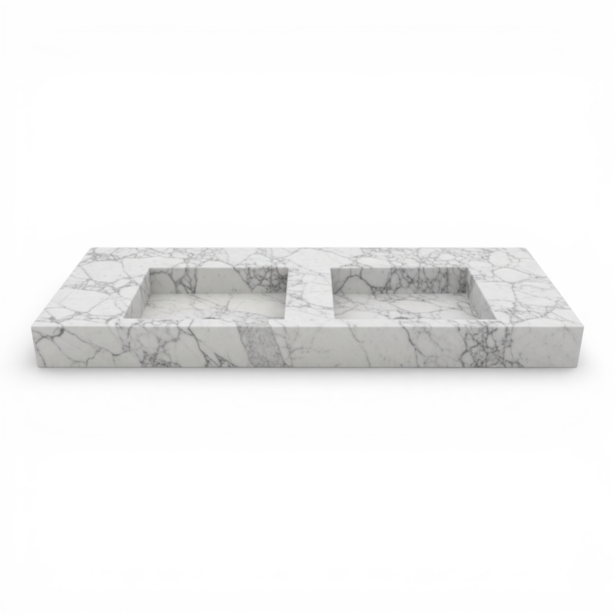 Handcrafted Double Arabescato Marble Sink– AMSK26001