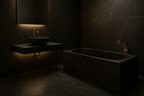 Luxurious black marble bathroom design