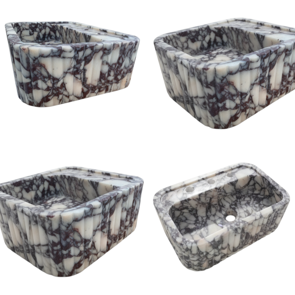 حوض رخامي بثلاث فتحات للصنبور - AMSK250003 