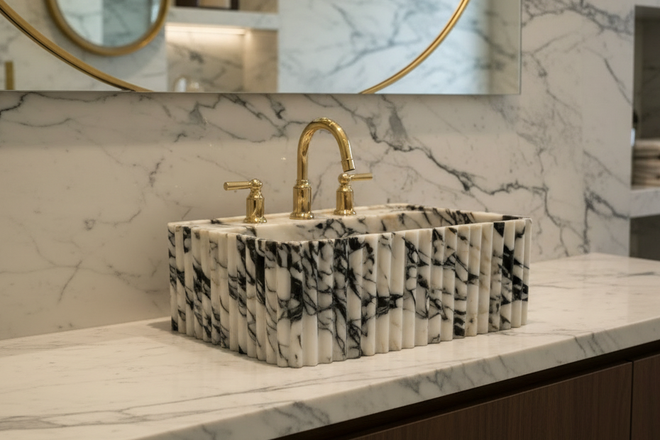 Marble sink medium distance view