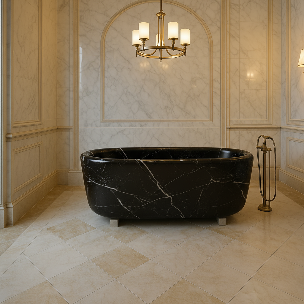 Nero Marquina Marble Bathtub