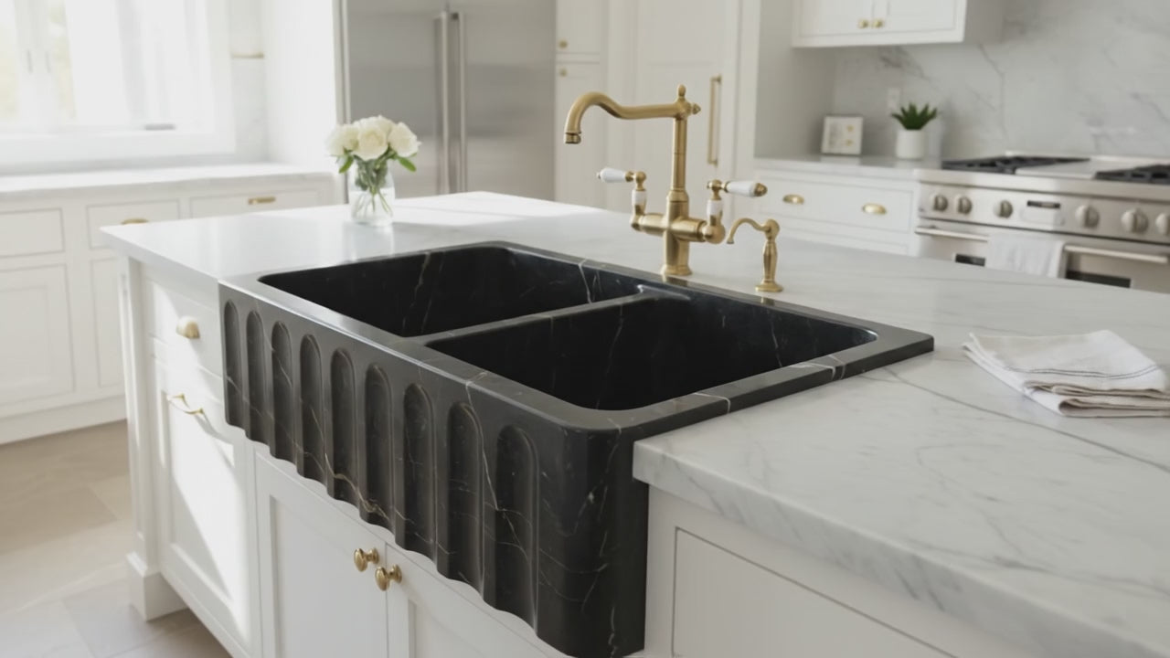 Handcrafted Double Marble Kitchen Sink AMKC250001