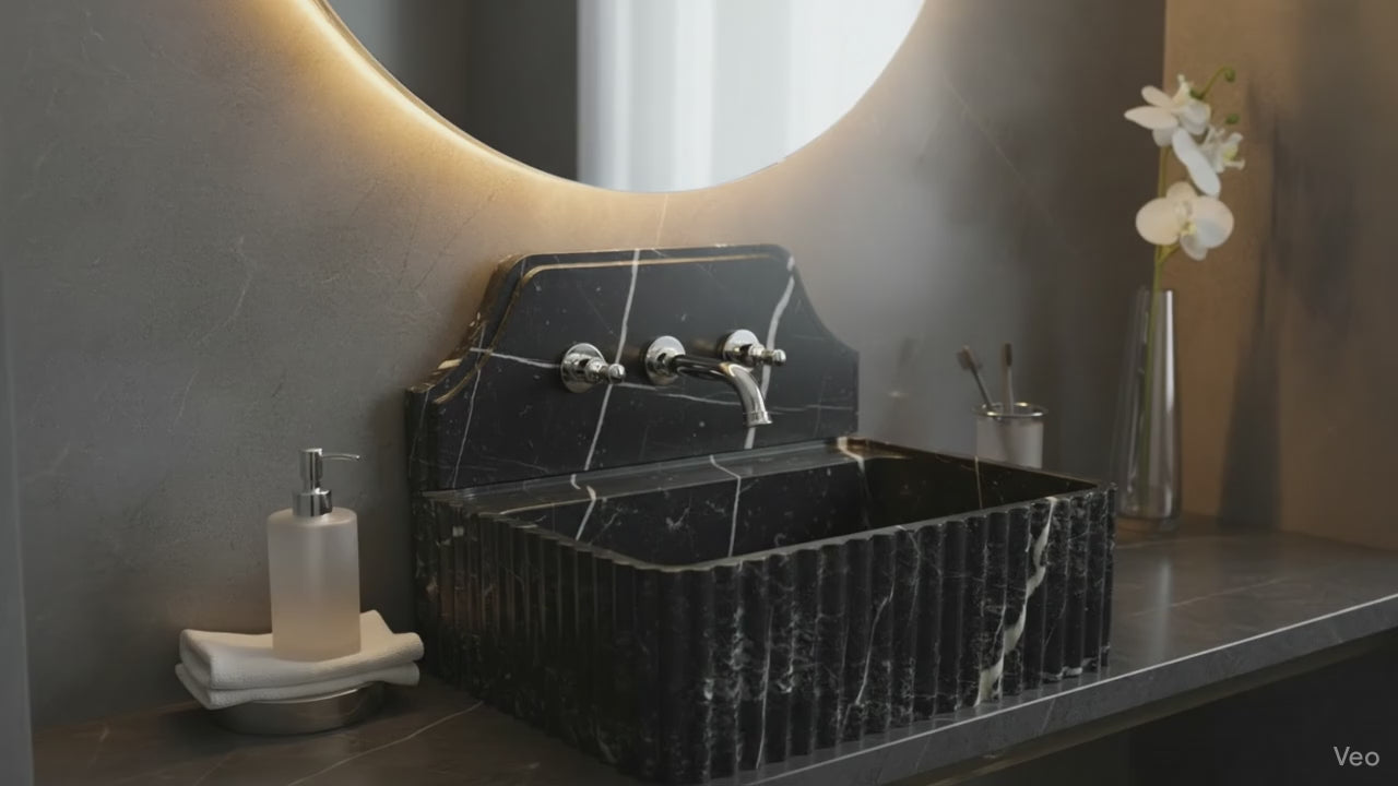 Marble Sink with Backsplash - AMSK250001