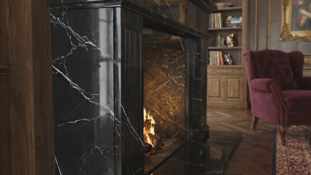 🖤 Handcrafted Marble Fireplace Mantel – AMFP250001