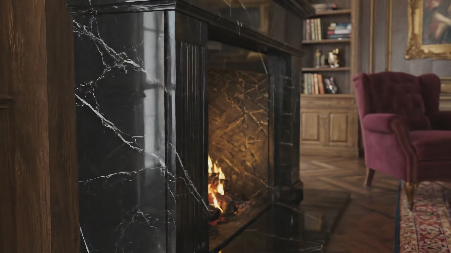 🖤 Handcrafted Marble Fireplace Mantel – AMFP250001