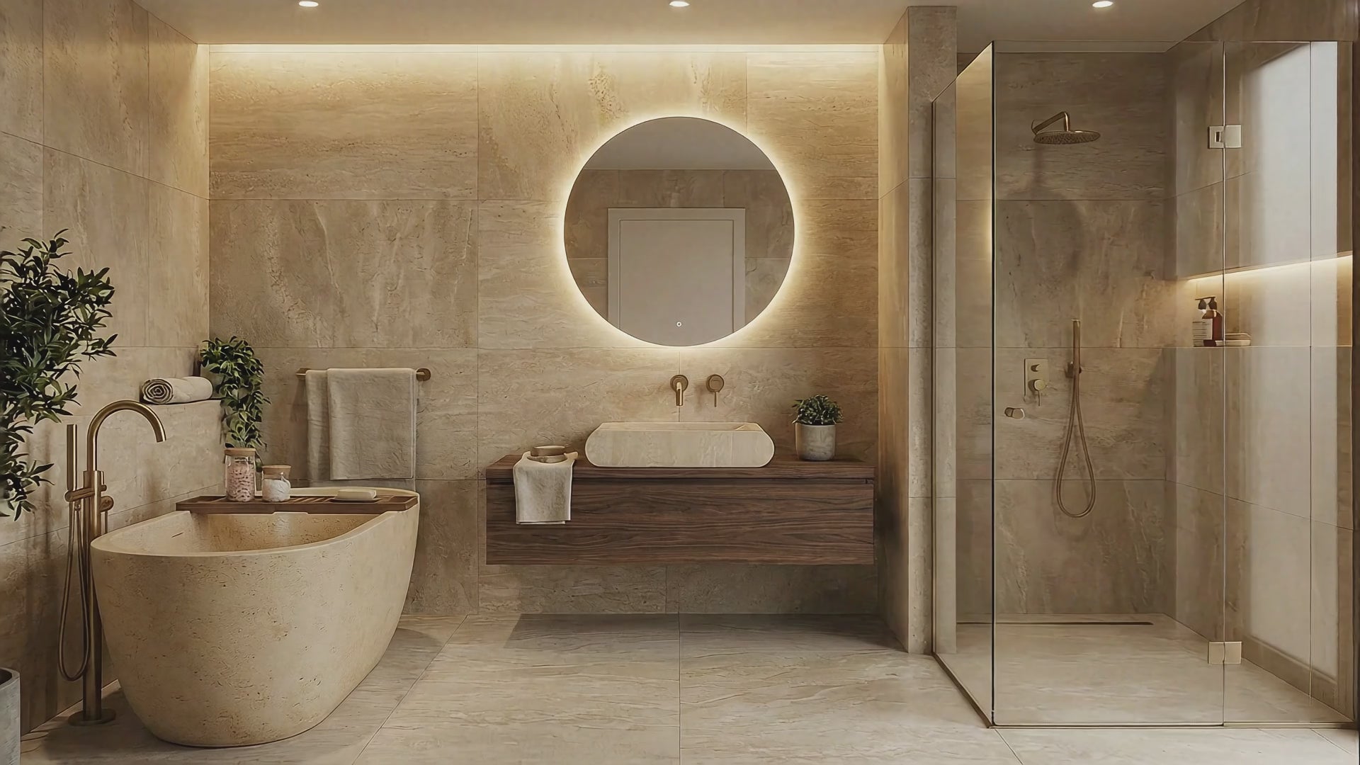 Luxury Travertine Freestanding Bathtub AMBT250002