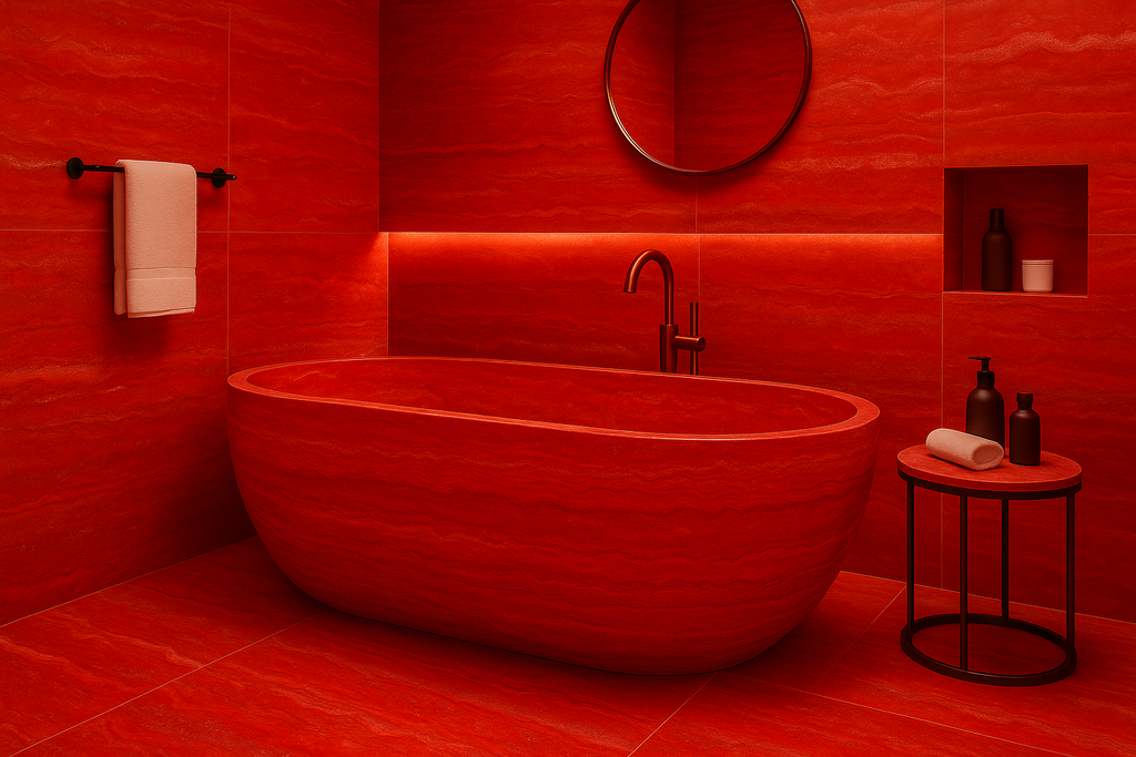 Red Travertine Bathroom