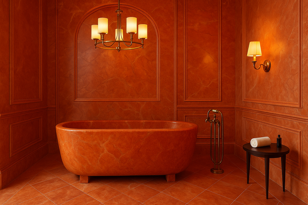 Red Travertine Bathtub
