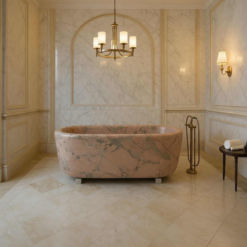 Rosa Aurora Marble Bathtub