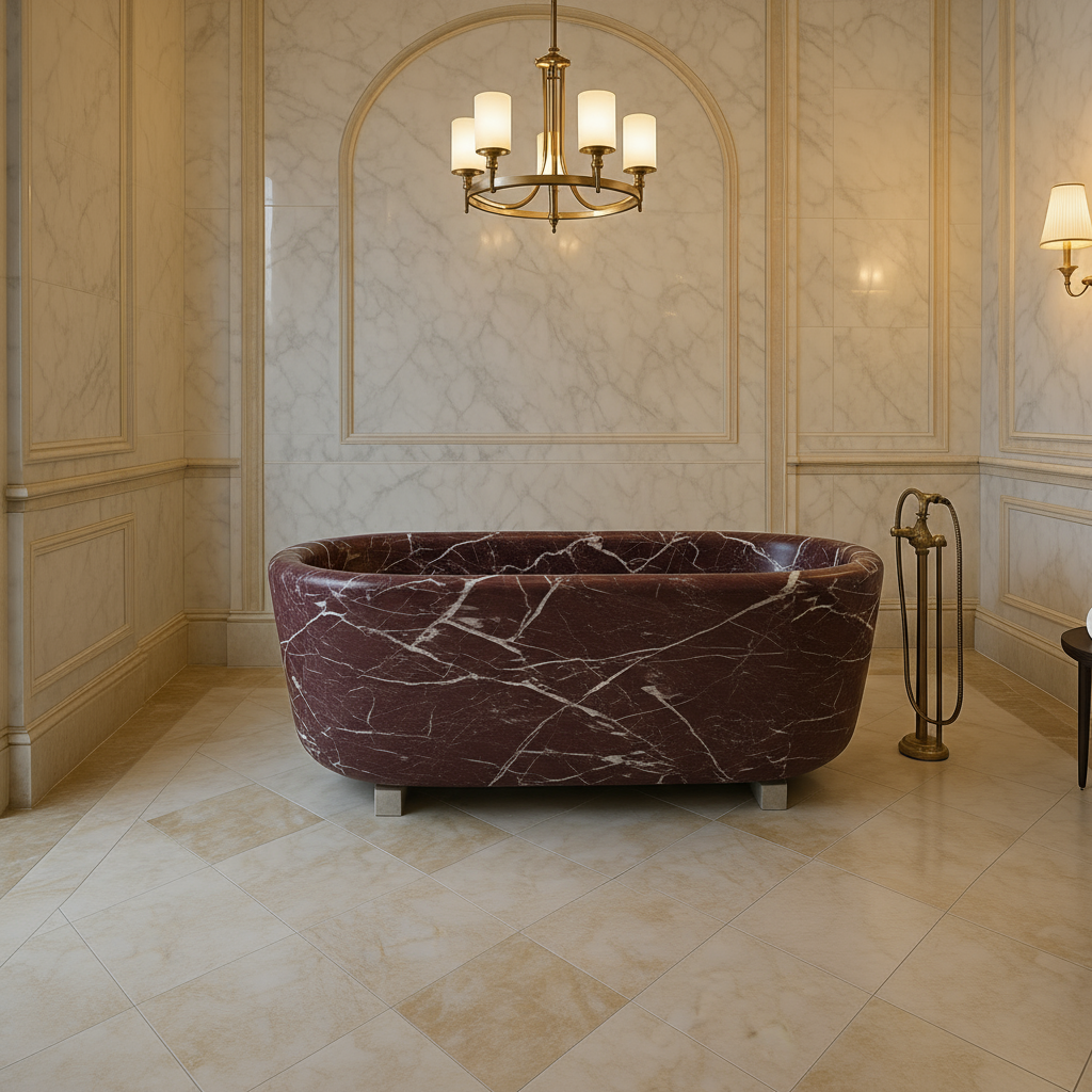 Rosso Levanto Marble Bathtub