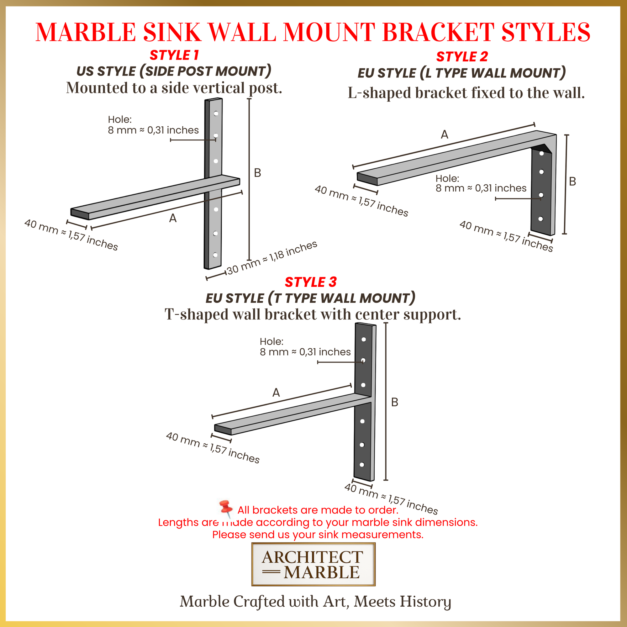 Marble Sink Wall Mount Brackets – AMSB250001