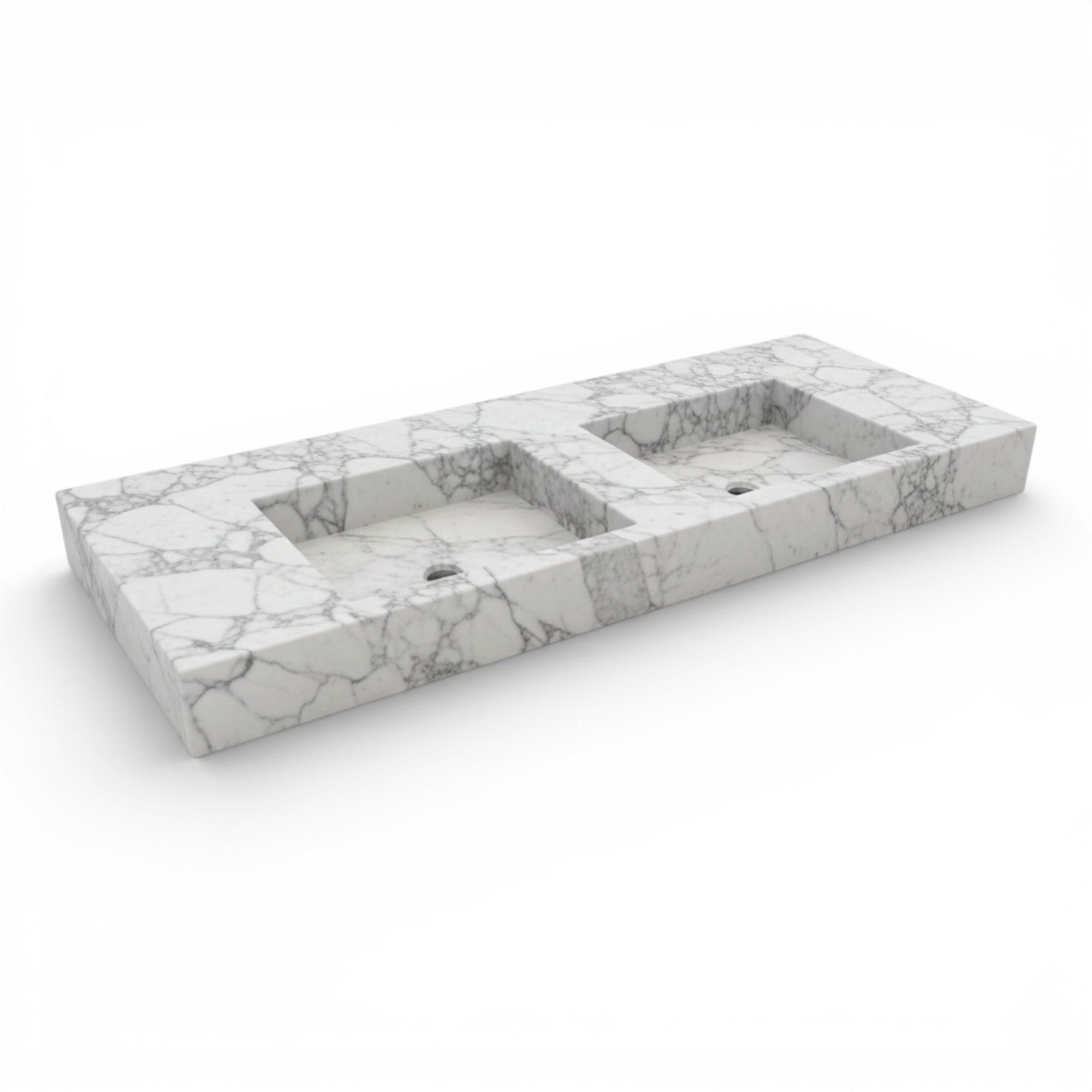 Handcrafted Double Arabescato Marble Sink– AMSK26001
