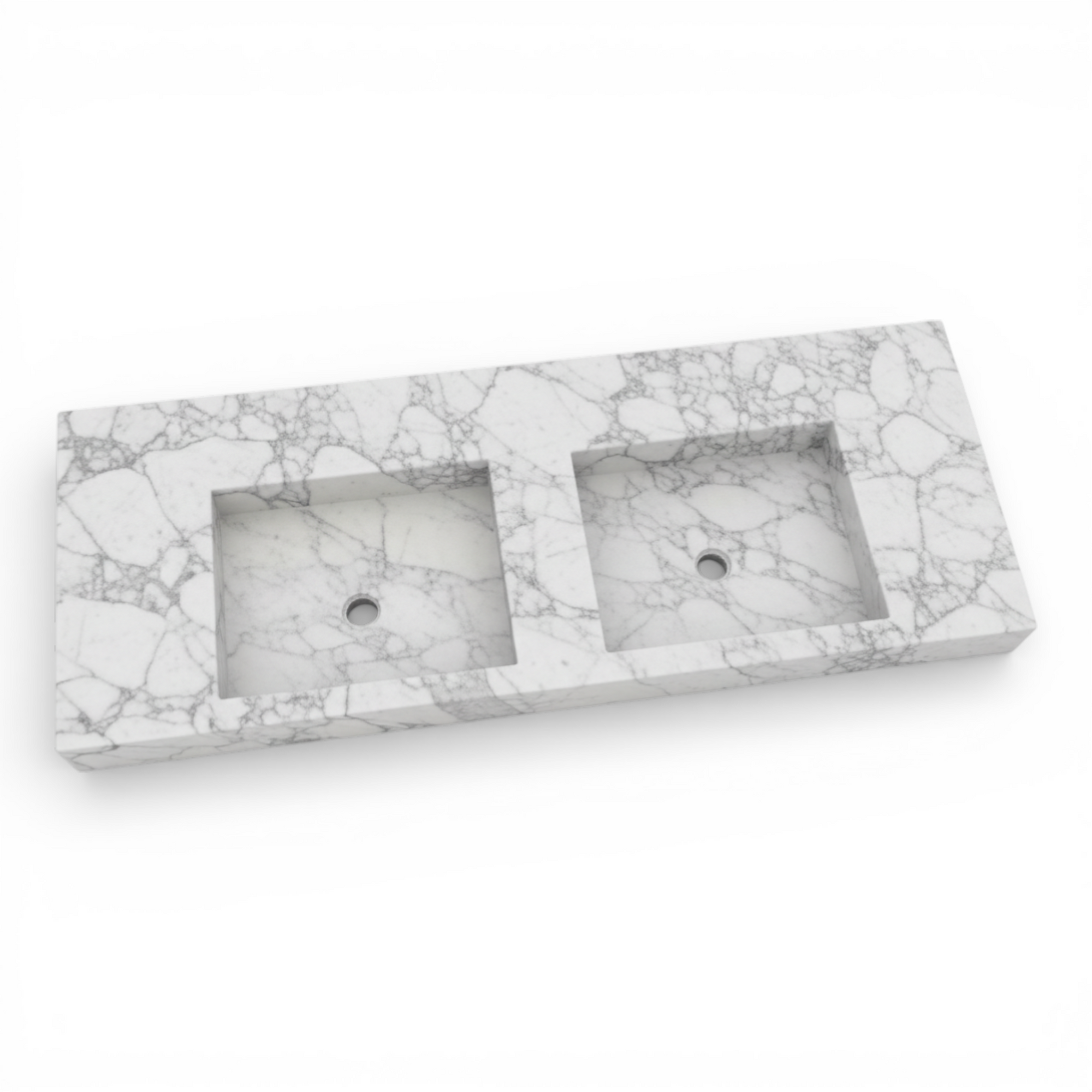 Handcrafted Double Arabescato Marble Sink– AMSK26001