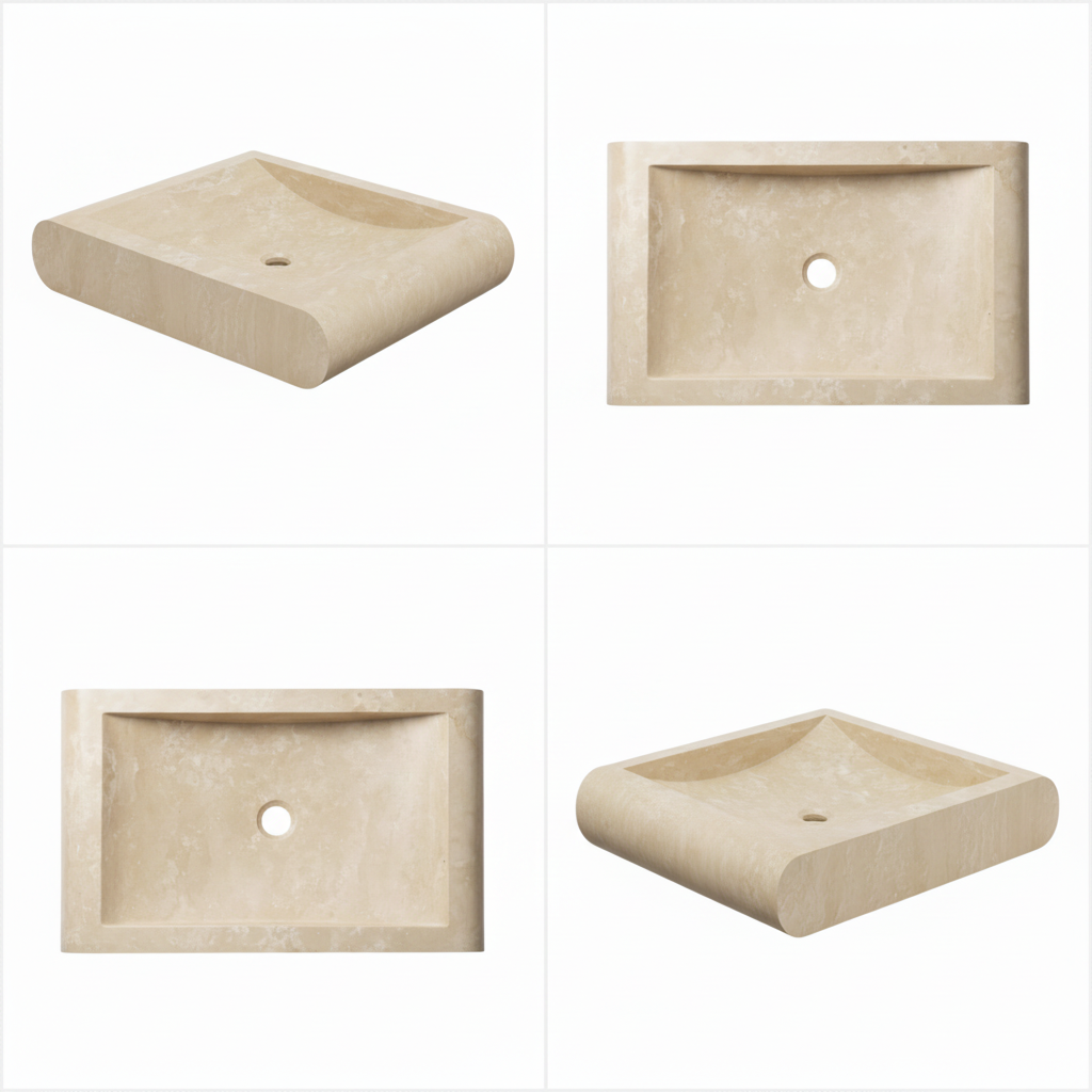 Handcrafted Oval Travertine Sink – AMSK250005
