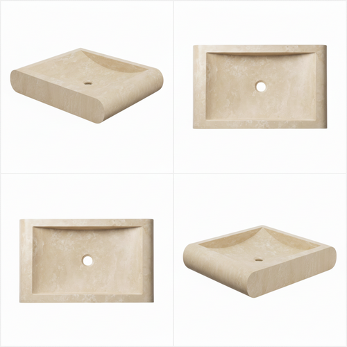 Handcrafted Oval Travertine Sink – AMSK250005